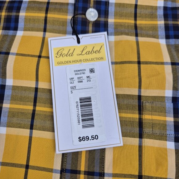 Roundtree & Yorke Gold Label Men's Shirt Size S Short Sleeve Yellow Plaid (56) - Picture 9 of 10